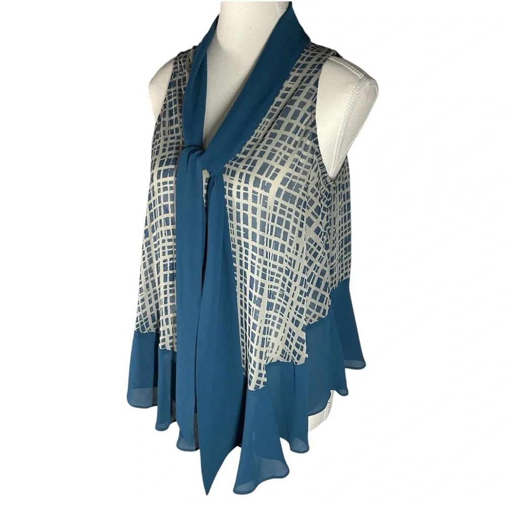 Naked Zebra Blue Sleeveless Blouse - Picture 4 of 8